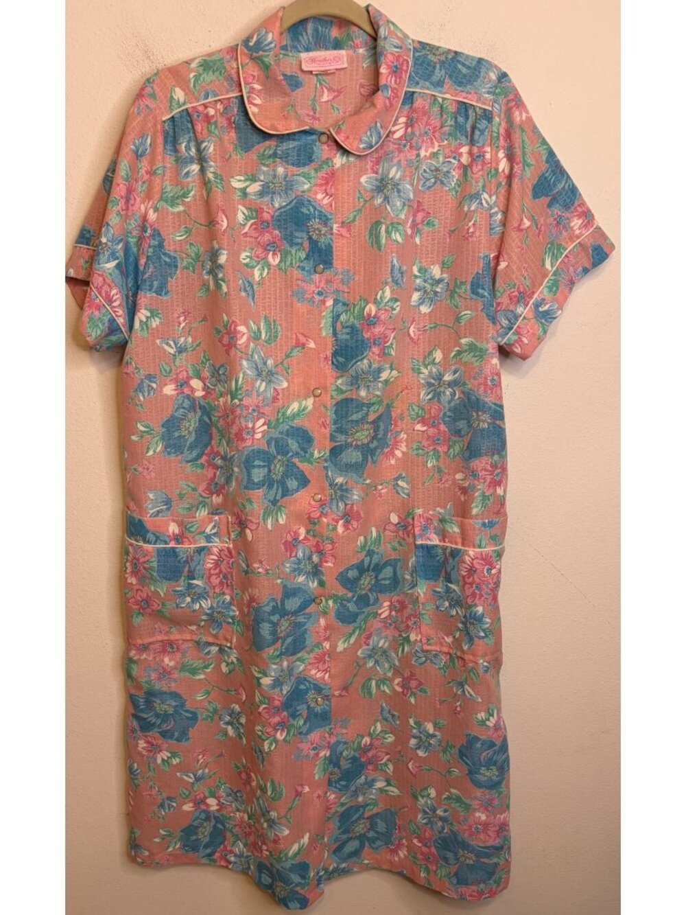 Vintage HEATHER COLLECTION House Dress Mrs Roper Floral Cottagecore Button LARGE